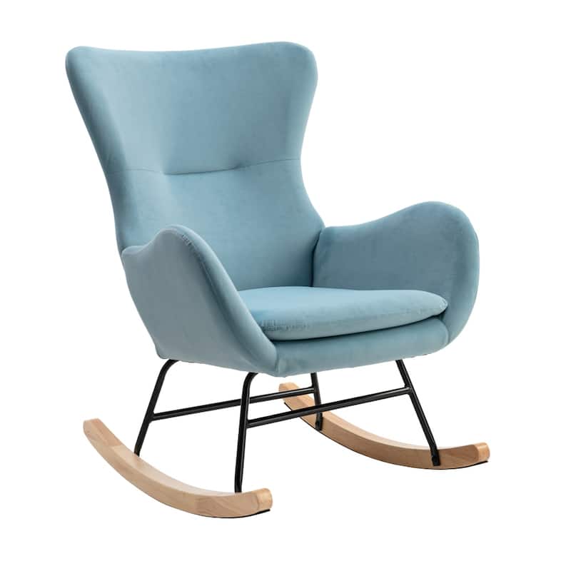 Velvet Fabric Padded Seat Rocking Chair