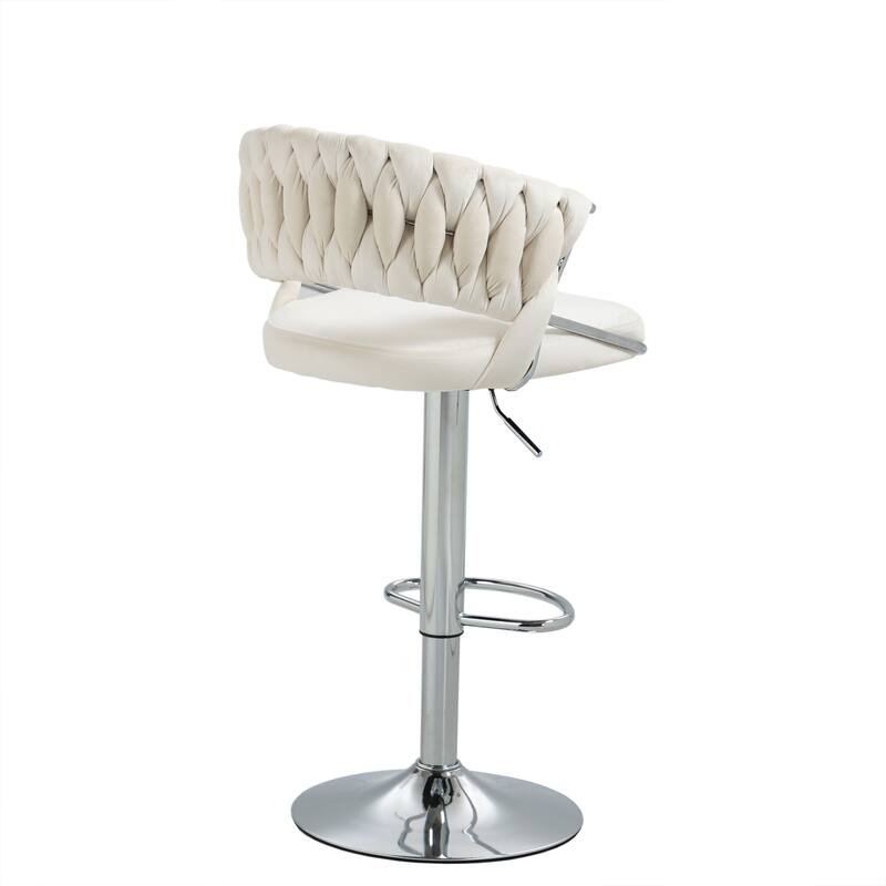 Set of 4 Bar Stool Adjustable Height with Swivel Seat