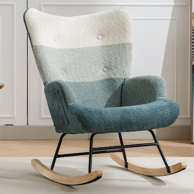 Green+Dark Green Teddy 33.4" Rocking Chair with Glider