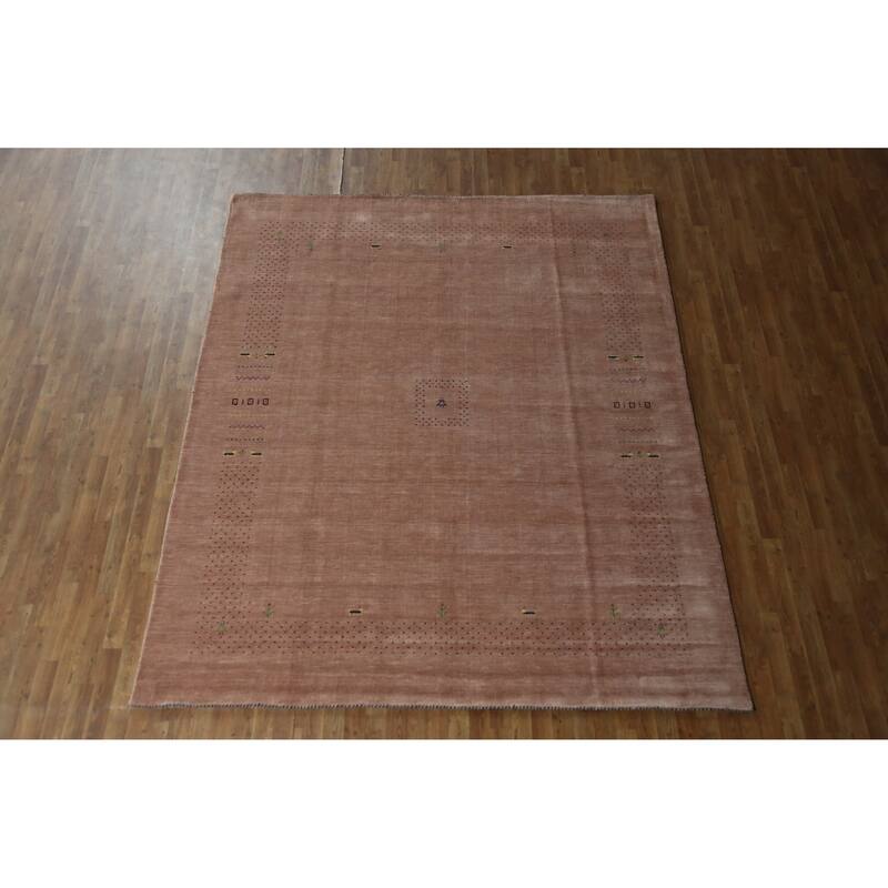 Hand Knotted Oriental 100% Wool Carpet Tribal Tribal Peach Gabbeh Area Rug - 9' 11'' X 8' 3''