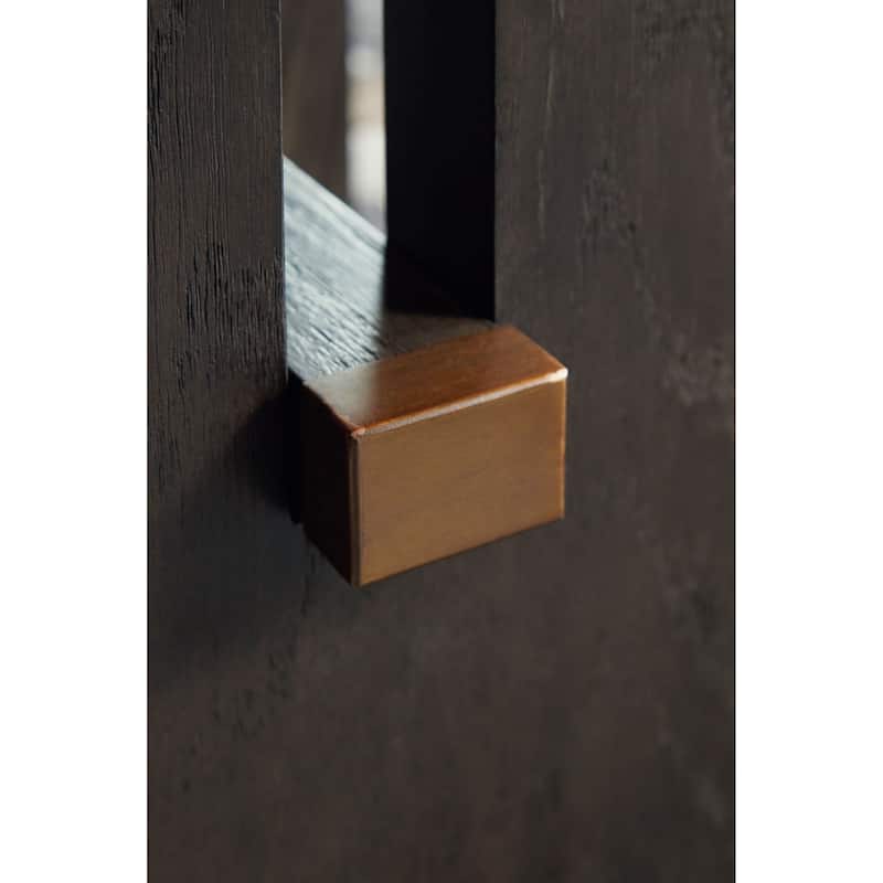 Haus Side End Table, Marble Top, Panel Legs, 26 Inch Brown Solid Wood