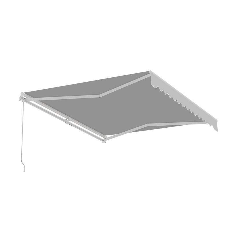 ALEKO Caribbean Manual Retractable Patio Awning - White Frame - Silver Gray - 12 x 10 Feet