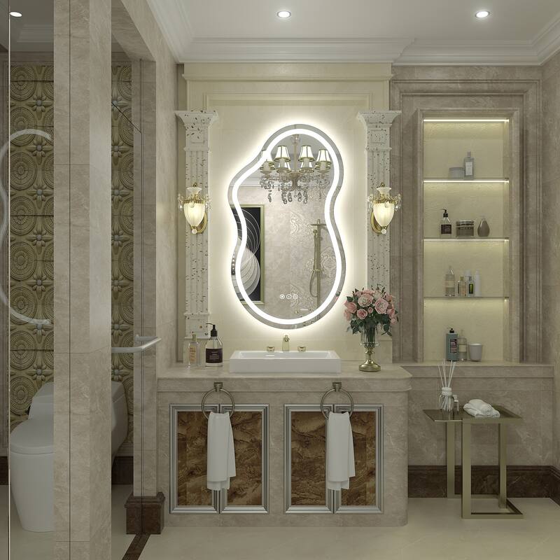 UL Certified Irregular LED Anti-fog Cloud-shaped Wall Bathroom Vanity Mirror