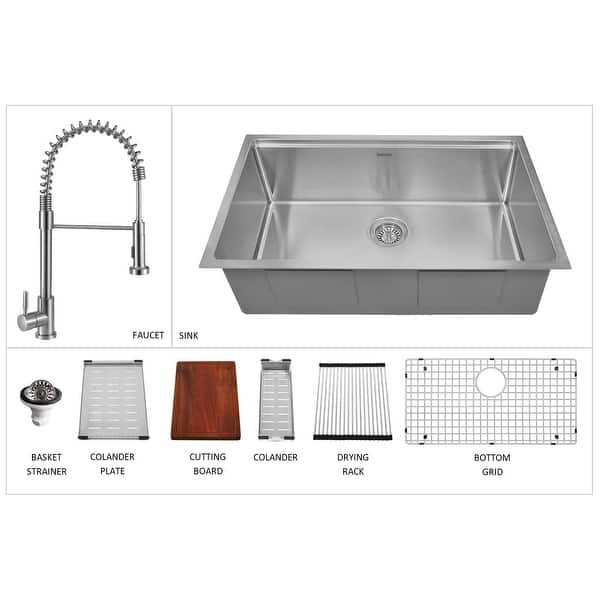 Karran 32 Undermount Large Single Bowl Stainless Steel Workstation Sink 32 X 19 X 10 Overstock 32737315