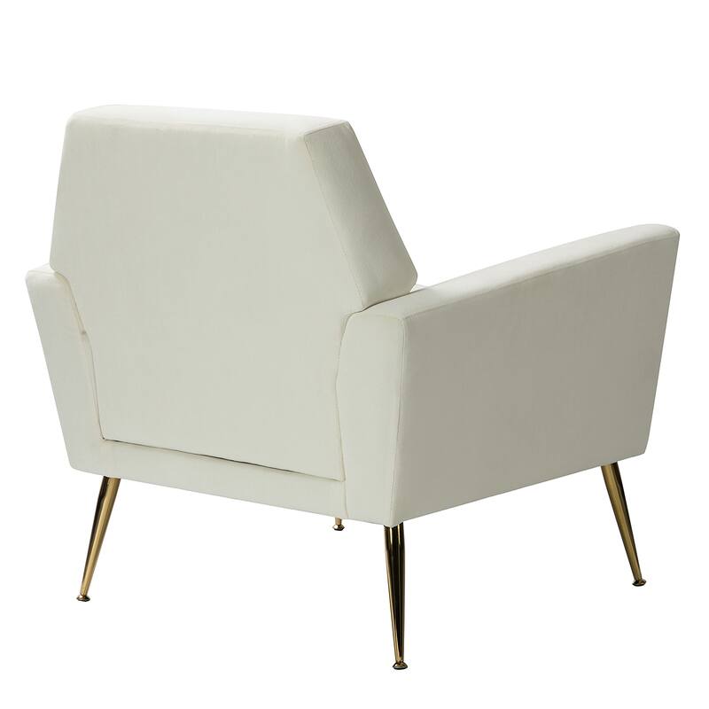 Lilia Contemporary Velvet Upholstered Tufted Back Armchair with Metal Golden legs Set of 2 by HULALA HOME
