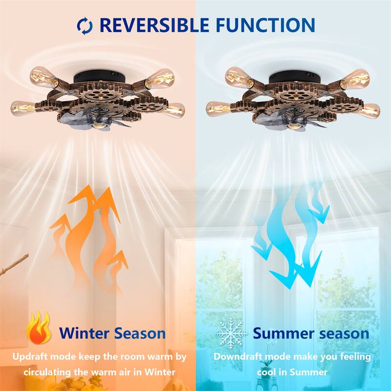19.6" Farmhouse Ceiling Fan Light and Remote with 7 Blades, NOT Included Bulbs