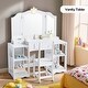 preview thumbnail 10 of 14, Kids Vanity Table And Chair Set, 2 In 1 Girls Vanity Storage Cabinet W/Tri-Folding Mirror - N/A