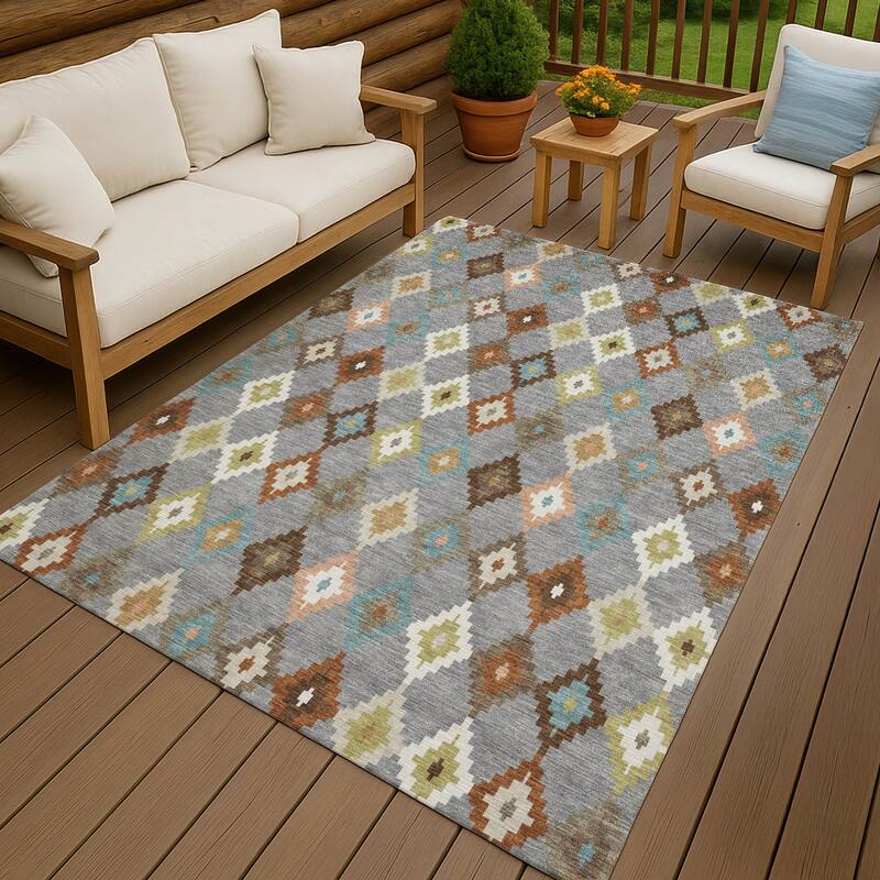 Machine Washable Indoor/ Outdoor Global Ahmet Chantille Rug
