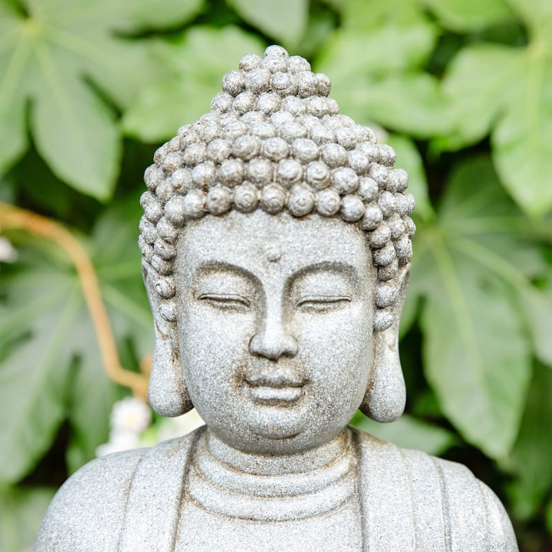 Glitzhome Polyresin Meditating Buddha Frog/Elephant Statue Outdoor Water Fountain with LED Lights