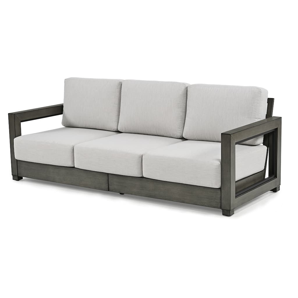Outdoor Hand-painted Aluminum Patio Sofa with Gray Cushions