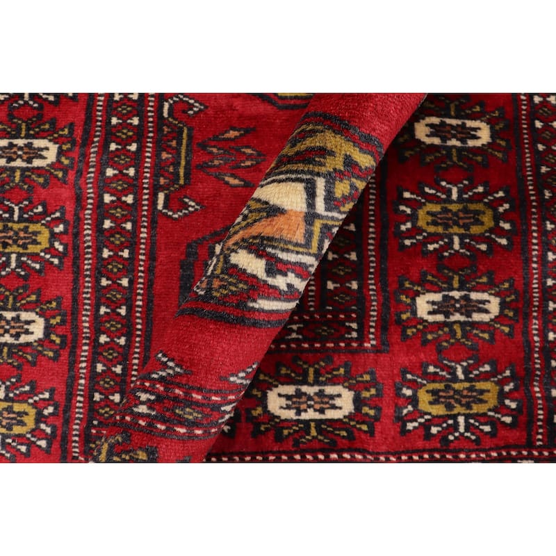Rustic Bokhara Rivas Red/Beige Hand Knotted Wool Rug - 2'1'' x 3'0''