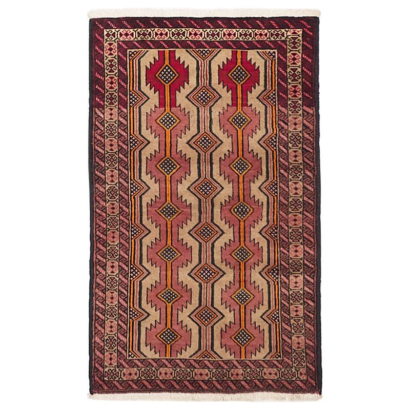 ECARPETGALLERY Hand-knotted Baluch Tan Wool Rug - 3'7 x 6'0