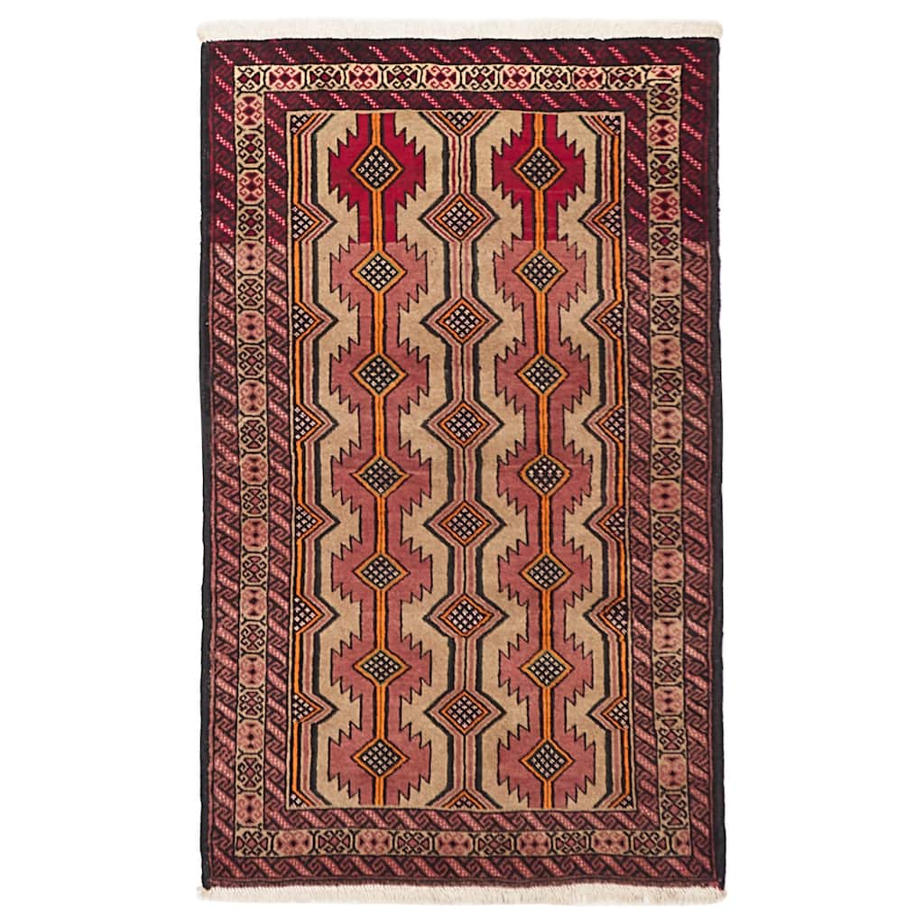 ECARPETGALLERY Hand-knotted Baluch Tan Wool Rug - 3'7 x 6'0