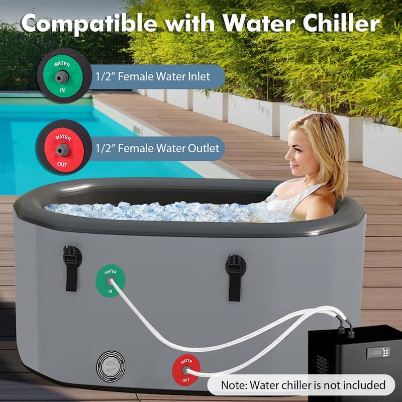 Costway XL 129 Gal Oval Ice Bath Tub for Athletes with Cover Hand Pump - See Details