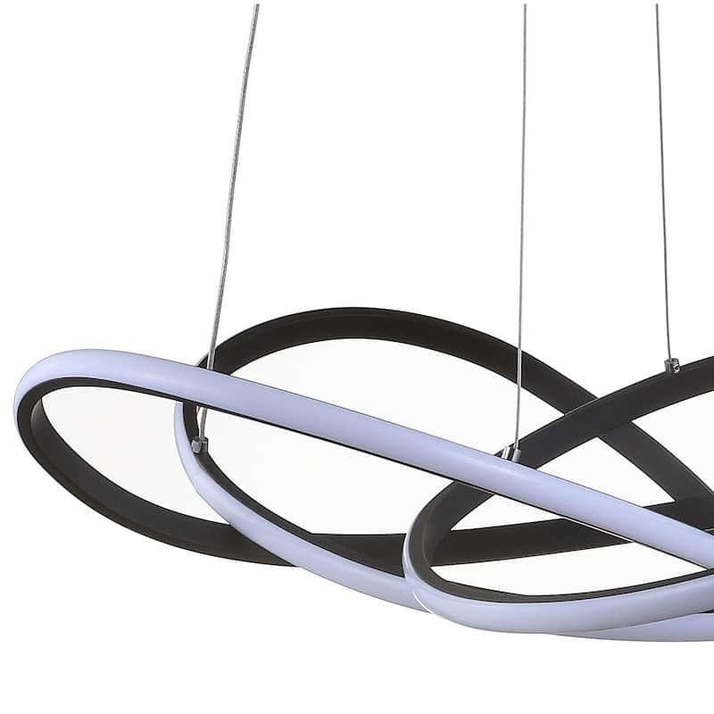 Circulo 25" Abstract Integrated LED Metal Adjustable Pendant, Black by JONATHAN Y