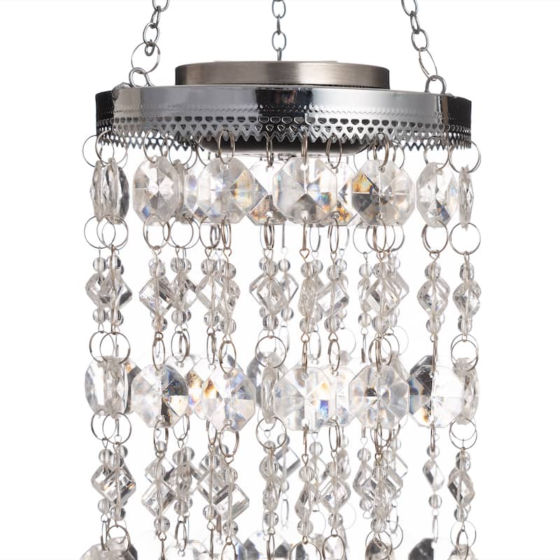 Glitzhome 19"H Solar Lighted Patriotic Wind Chime Hanging Decor
