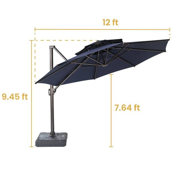 Shop Black Friday Deals On Crestlive Products Patio Luxury 12 Ft Double Top Round Offset Umbrella On Sale Overstock 31636635