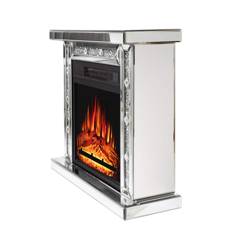 29.13'' W Modern Electric Fireplace with Mirrored Mantel