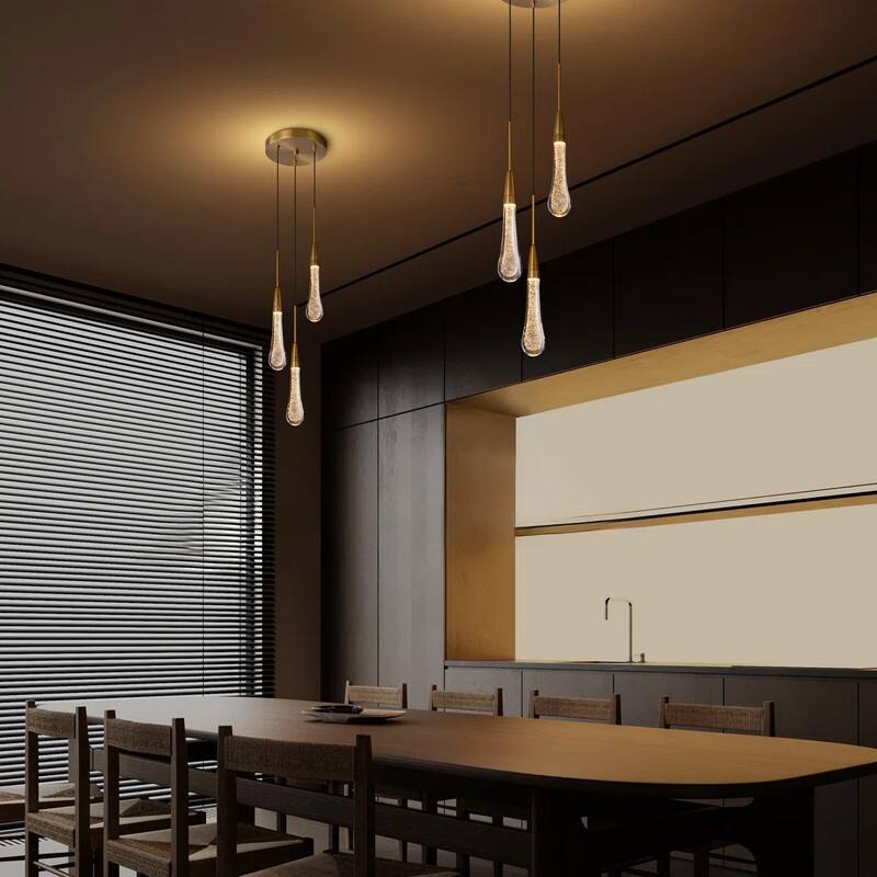 KAYLA Raindrop Chandelier, Modern Glass Pendant Light, Bulb Included