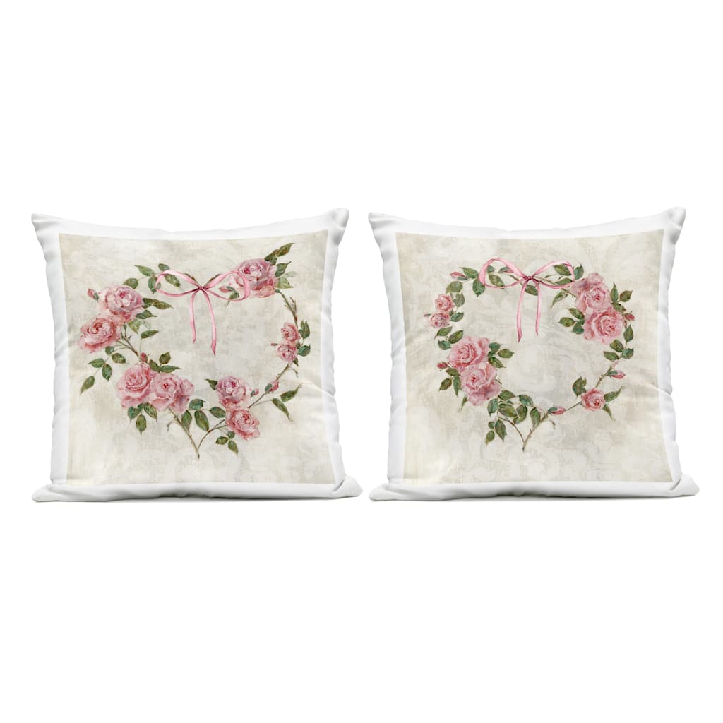 Stupell Heart Shaped Wreaths Printed Outdoor Throw Pillow Design by Sally Swatland (Set of 2)
