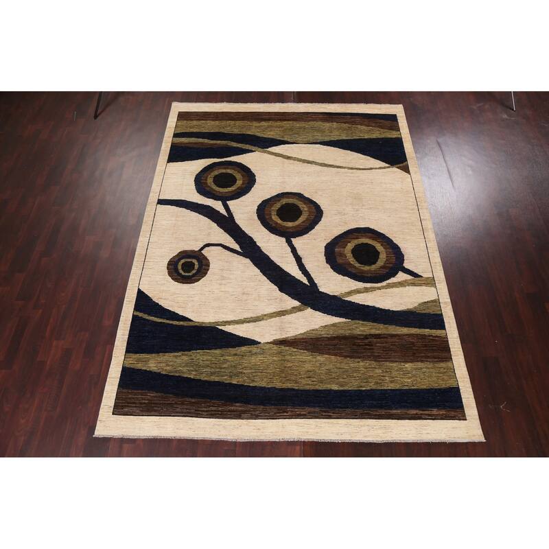 Contemporary Oriental Abstract Living Room Area Rug Wool Hand-knotted - 8'6" x 11'7"