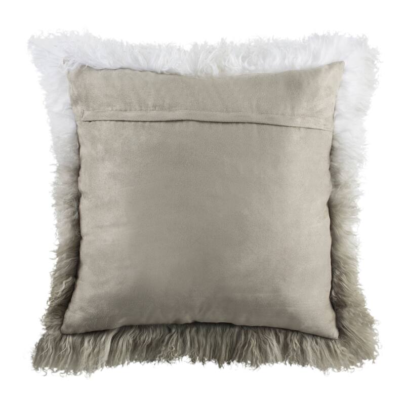 SAFAVIEH Mileva Sheep Skin White/ Grey 20-inch Pillow
