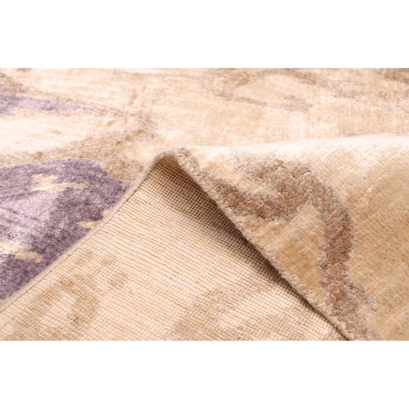 ECARPETGALLERY Hand-knotted Opulence Ivory Silk Rug - 7'10 x 10'0