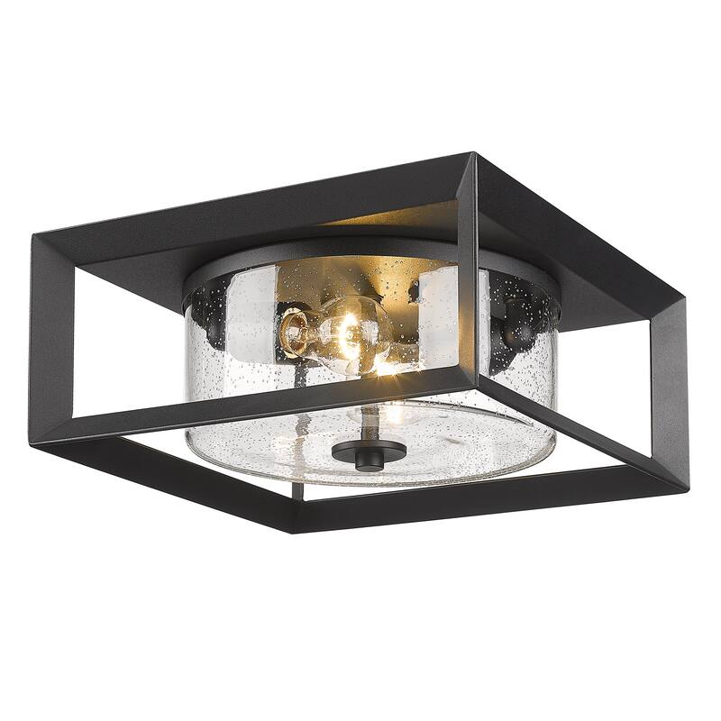 Smyth 13.25" Wide Outdoor Flush Mount - Natural Black with Seeded Glass