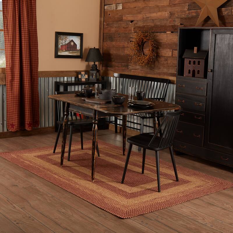 Burgundy Tan Jute Rug Rect w/ Pad 60x96 - 60x96 - Red
