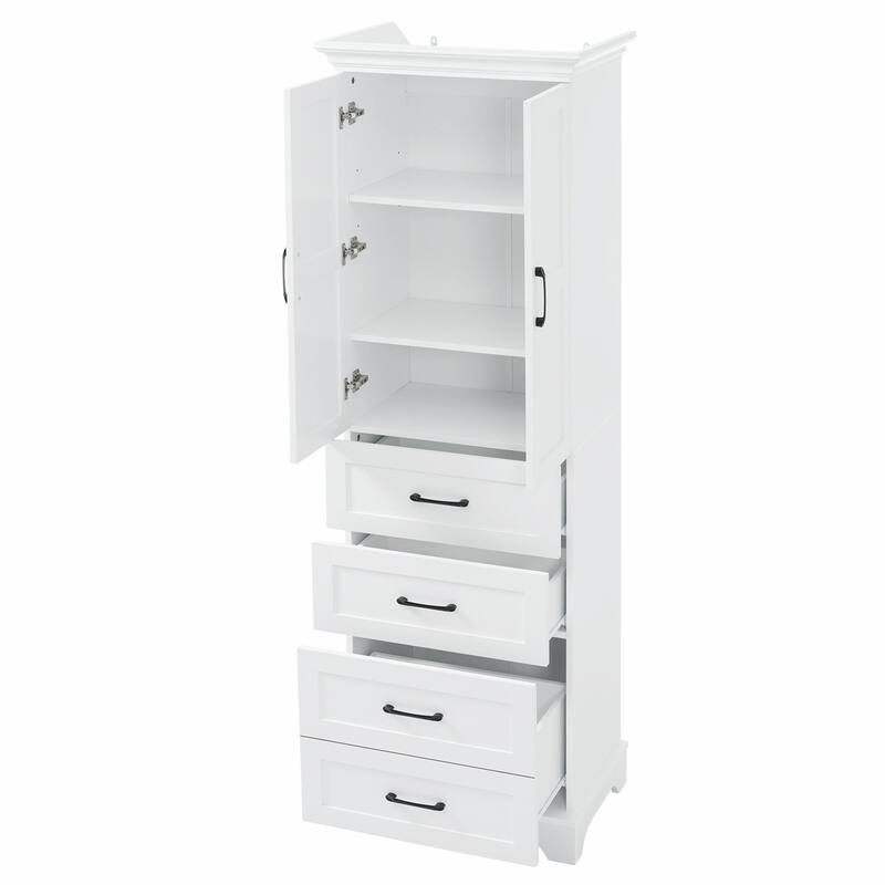 71.6" Free-Standing Bathroom Vanity with 2 Damping-Hinge Doors, 3 Drawers (Including 1 Deep Drawer), and Adjustable Shelves