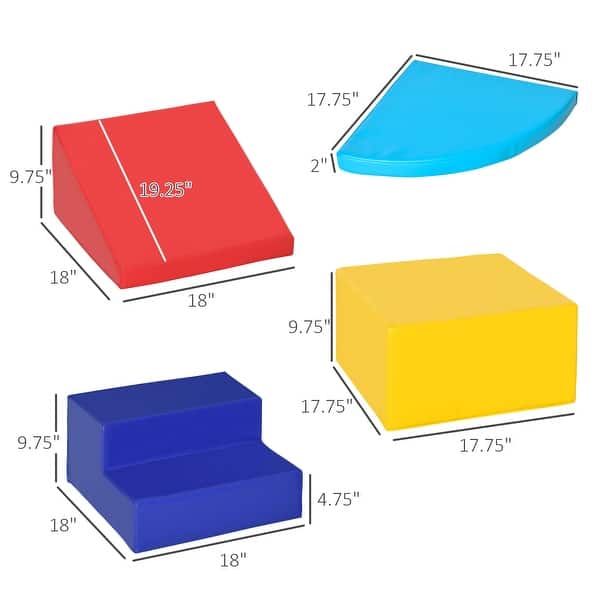 dimension image slide 0 of 2, Qaba Foam Play Set for Toddlers and Children, Easy-to-clean 4 Piece Soft Indoor Climber