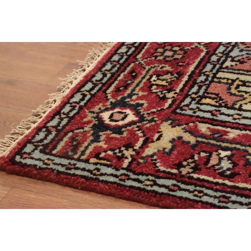 Hand Knotted Oriental 100% Wool Carpet Traditional Medallion Beige & Ivories Heriz (serapi) Area Rug - 5' 10'' X 4' 0''