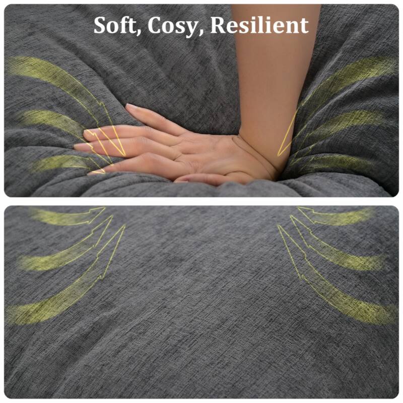 114.5"Modern L Shaped Chenille Sofa Couch Reversible Ottoman With Storage Removable and Washable Cushions Sofa