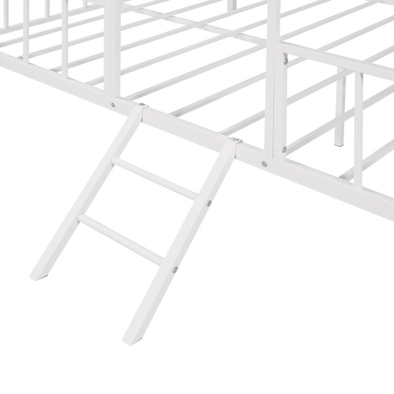 Metal House Bed Frame with Slatted Support No Box Spring Needed for Kids, Bedroom