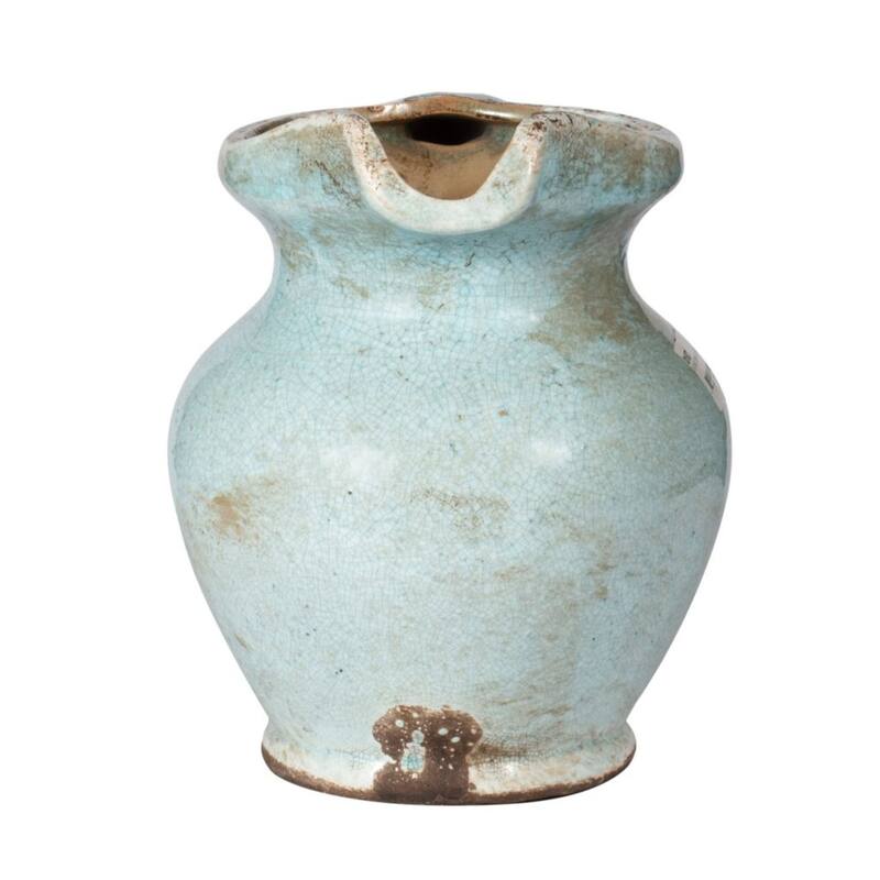 Weathered Patina Finish Terracotta Jug Vase - 8.5" - Blue