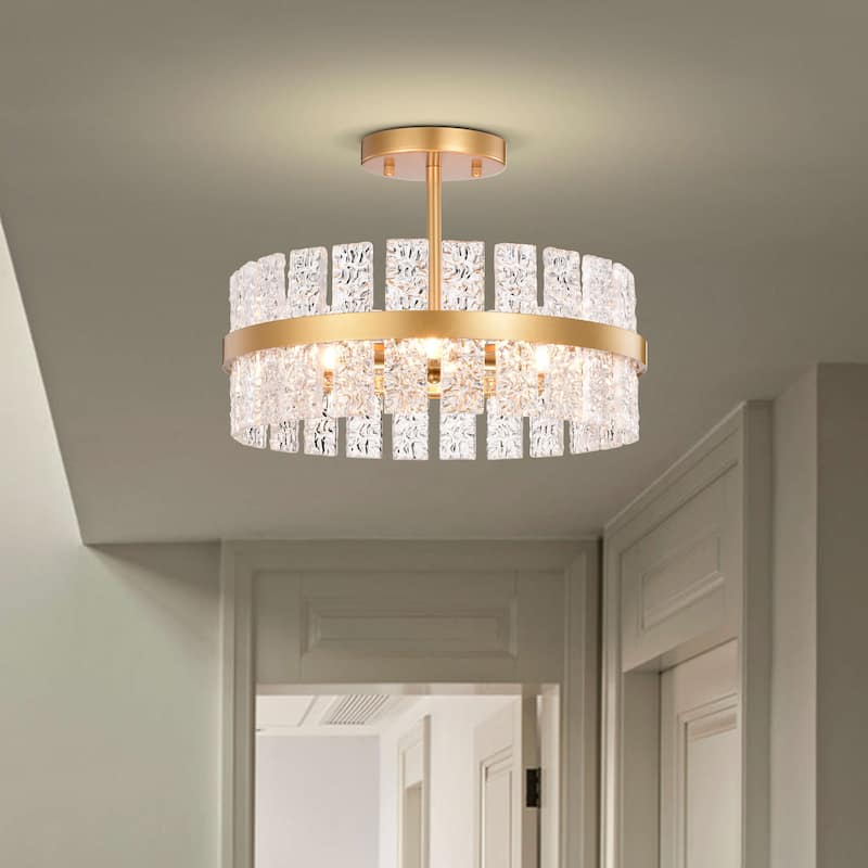 Casandra 4-light Drum Glass Strip Flush Mount