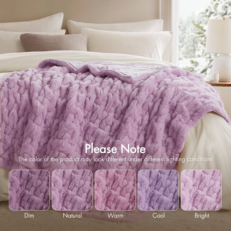 Madison Park Ruched Fur Throw