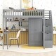 preview thumbnail 12 of 25, Full Size Wood Loft Bed with Bookshelf, Stairs Drawers, Desk and Wardrobe with Top Bunk with Full Length High Guardrails