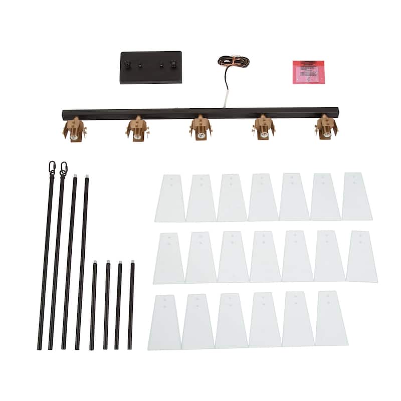 Luray Modern 5-Light Linear Glass Farmhouse Chandelier Brass Black Dining Room Island Lights - L34.2"*W3.54"*H8.7"