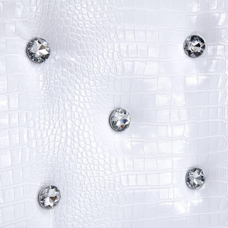 Retro Alligator-Embossed Faux Leather Dining Chairs with Crystal Buckle, Accent Upholstered Kitchen Chairs