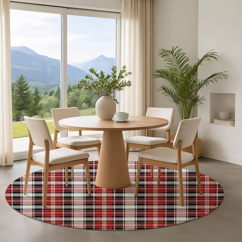 Premium Washable Super Soft Christmas Plaid Mayfield Rug - Black - 8' x 8'