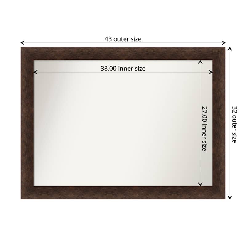 Warm Walnut Non-Beveled Wood Framed Bathroom Vanity Wall Mirror - Warm Walnut - Glass Size 38x27