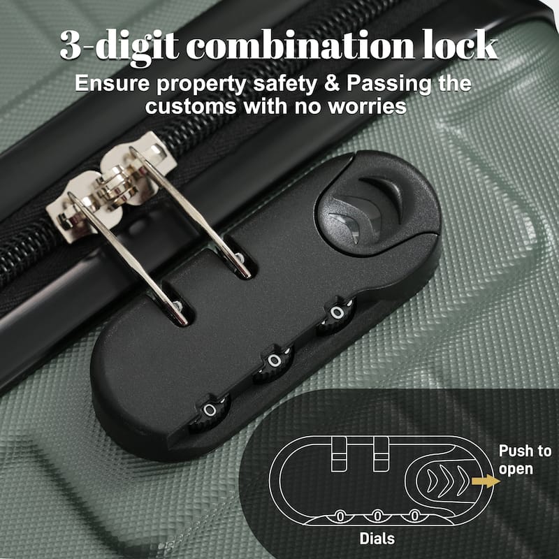 6 Piece Luggage Set, with Double Spinner Wheels Handle Password Lock, 14 IN Cosmetic Case 20/24/28 IN Luggages with Bag