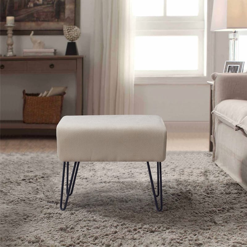 Serenta Milliken Plush Ottoman, 19" x 13" x 17" H