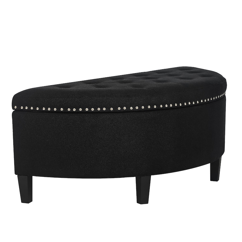 Adeco Half Moon Storage Ottoman Semi Circle Bench
