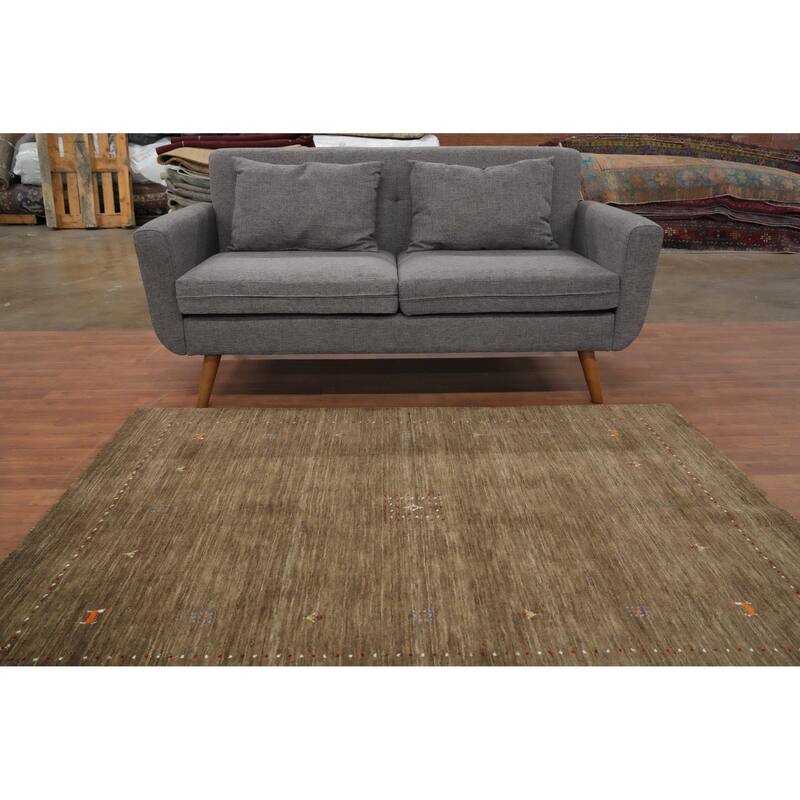 Hand Knotted Oriental 100% Wool Carpet Tribal Animal Pictorial Brown Gabbeh Area Rug - 6' 0'' X 4' 4''