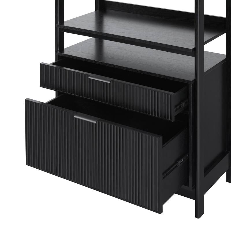 Middlebrook Designs 33" Wide Reeded Bookshelf with Drawers