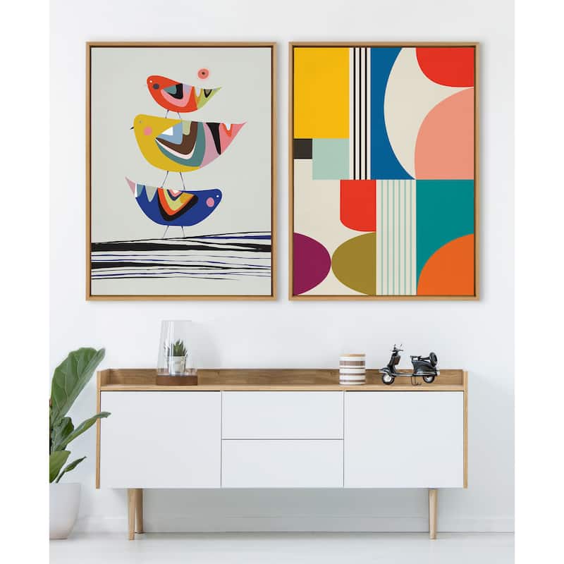 Kate and Laurel Sylvie MCM Pattern Framed Canvas by Rachel Lee