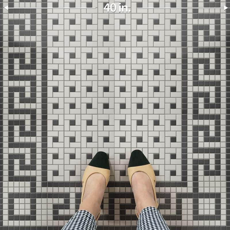 Merola Tile Gotham Spiral Unglazed White with Black Dot 11-3/4" x 11-3/4" Porcelain Floor and Wall Tile