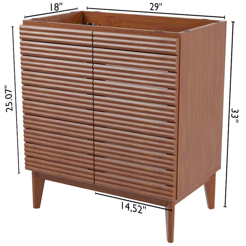 Javer Thin Linear Slat Modern Farmhouse 2-Shelf Bath Vanity Cabinet Only (Sink Basin not Included), by JONATHAN Y
